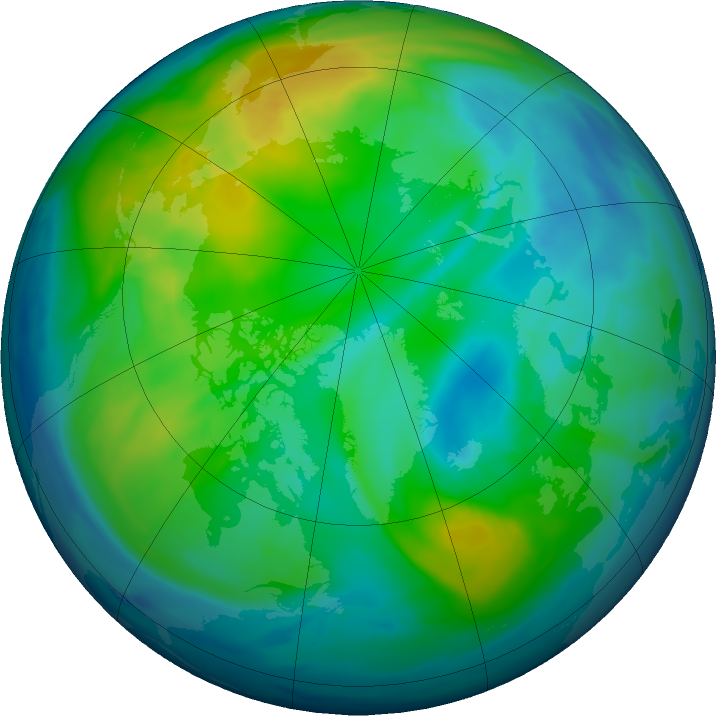 Arctic ozone map for 07 November 2018